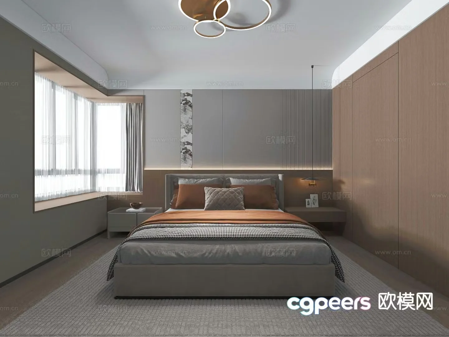 Premium gray bedroom master bedroom 3d model