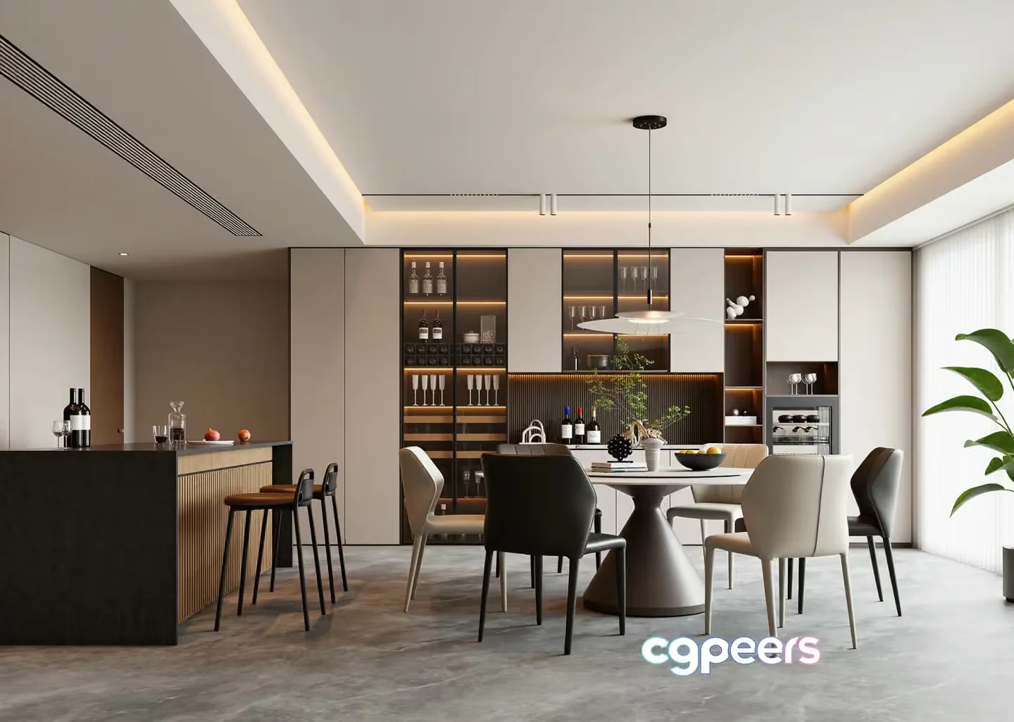 A Modern Dining Room 3D Model – 22327 – VRAY Render
