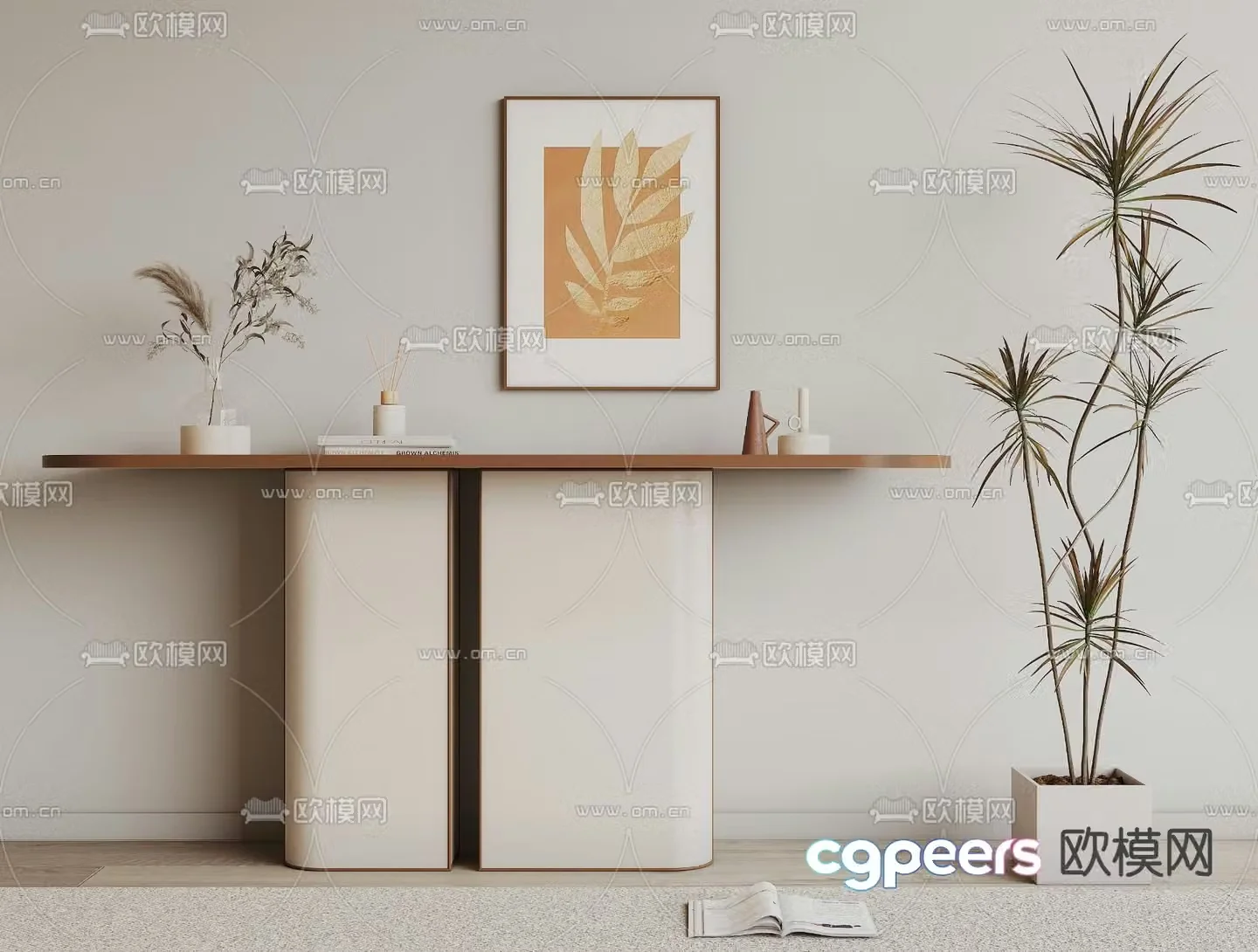 Modern end view table console table 3d model