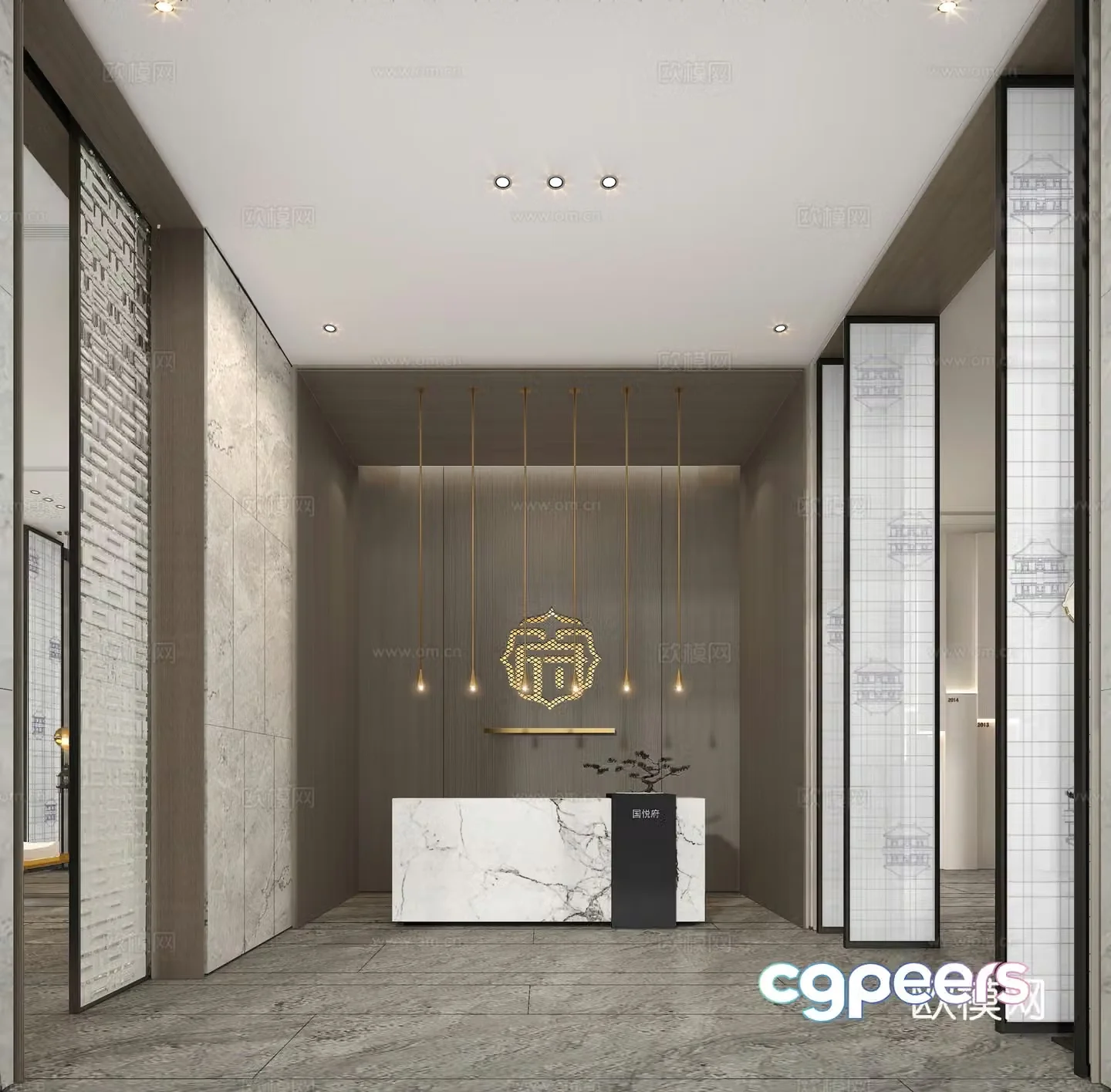New Chinese sales office front hall 3D model