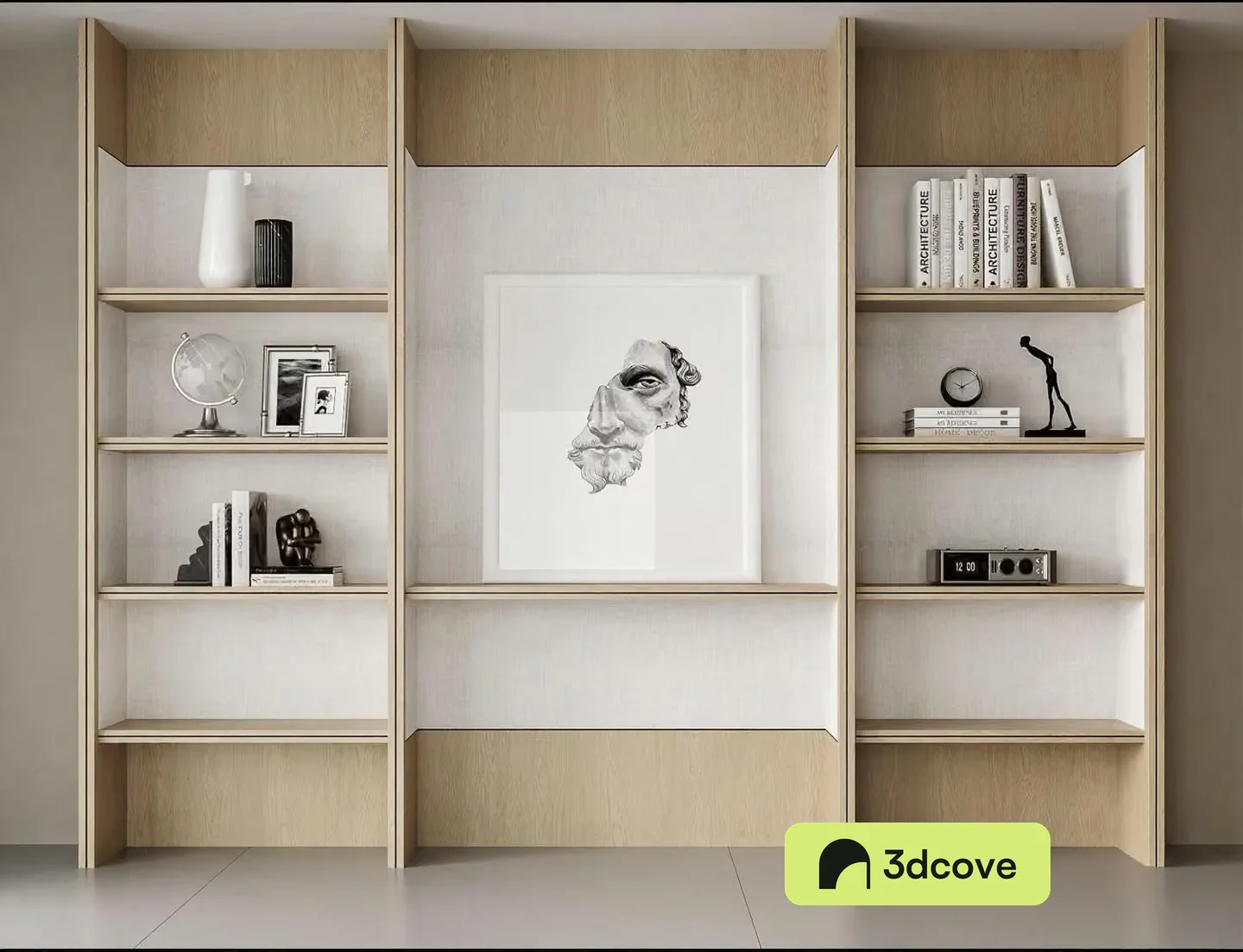 Light-Colored Wooden Bookshelf