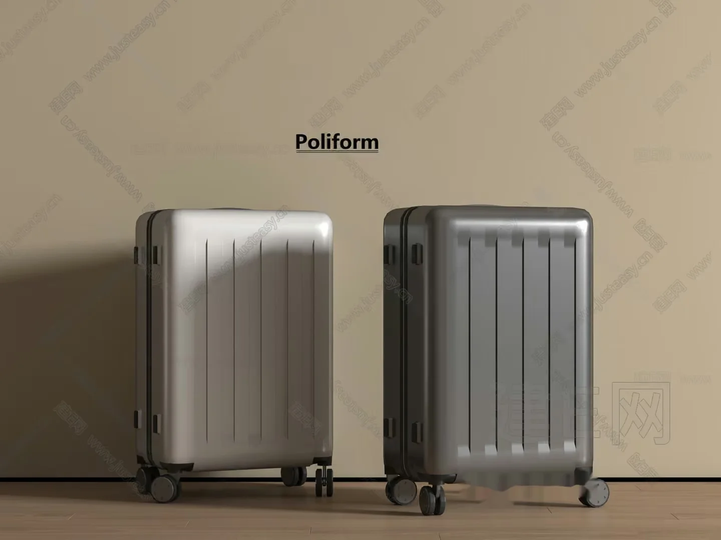 Two Silver Suitcases 3D Model – 563 – VRAY Render