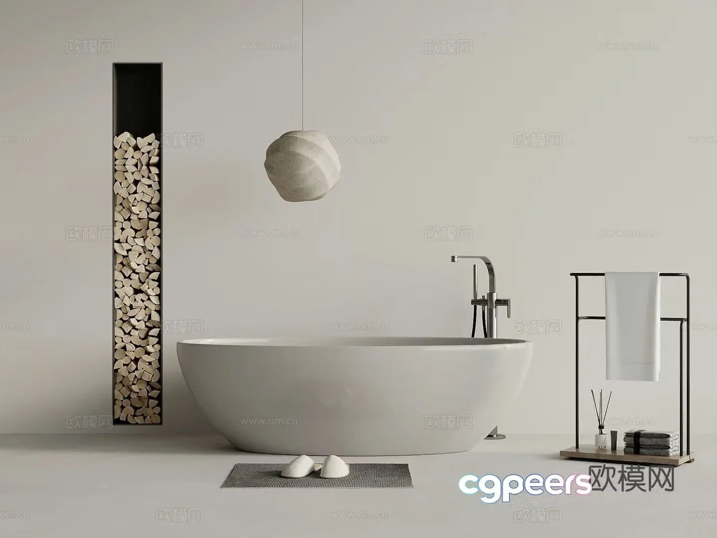 Modern bathroom bathtub towel rack 3d model