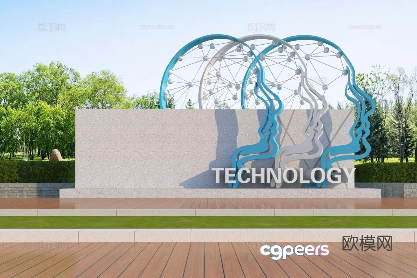 Modern technological innovation sculpture sketch 3d model