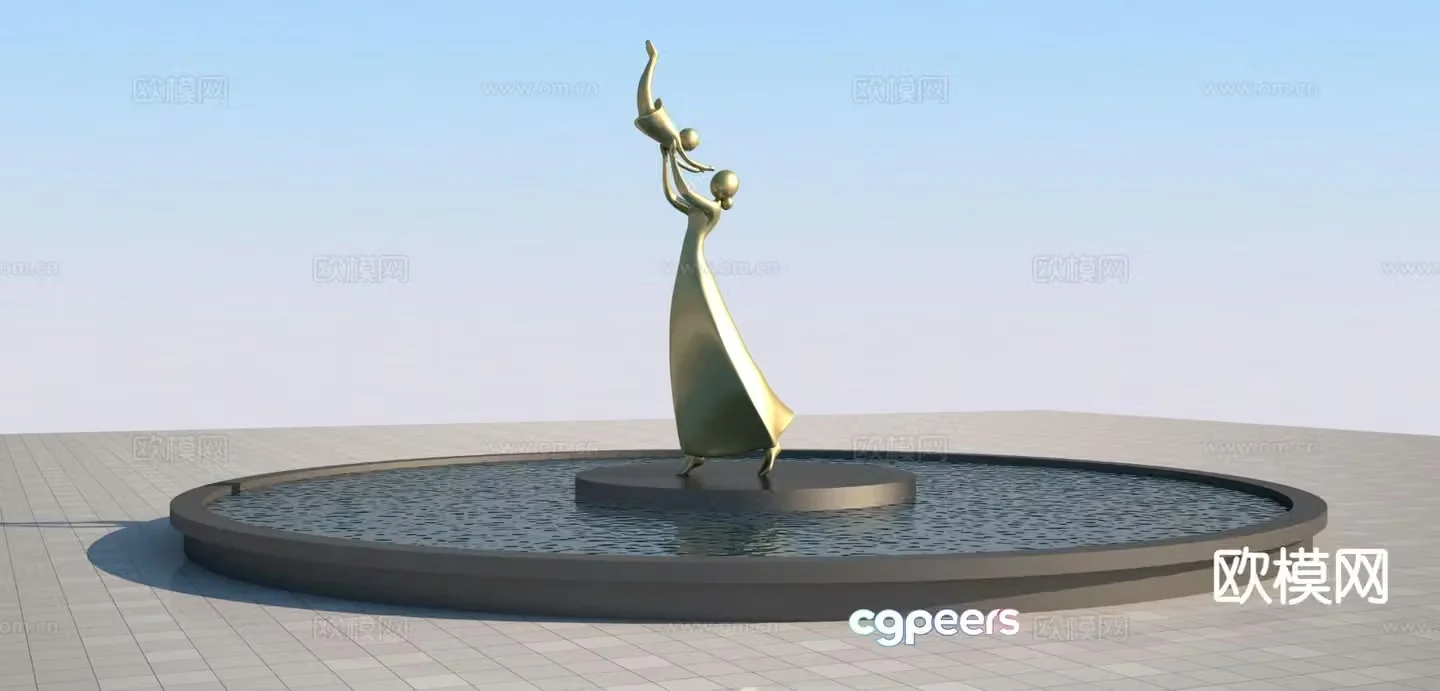 Mother and daughter sculpture urban sculpture 3d model
