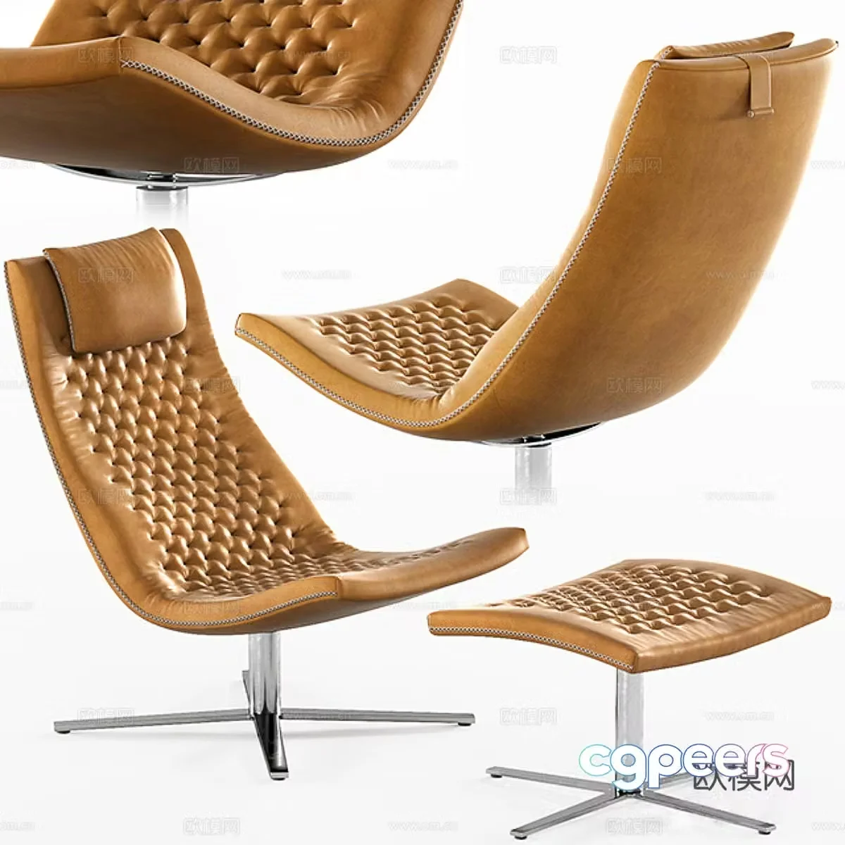 Leisure chair footstool 3d model