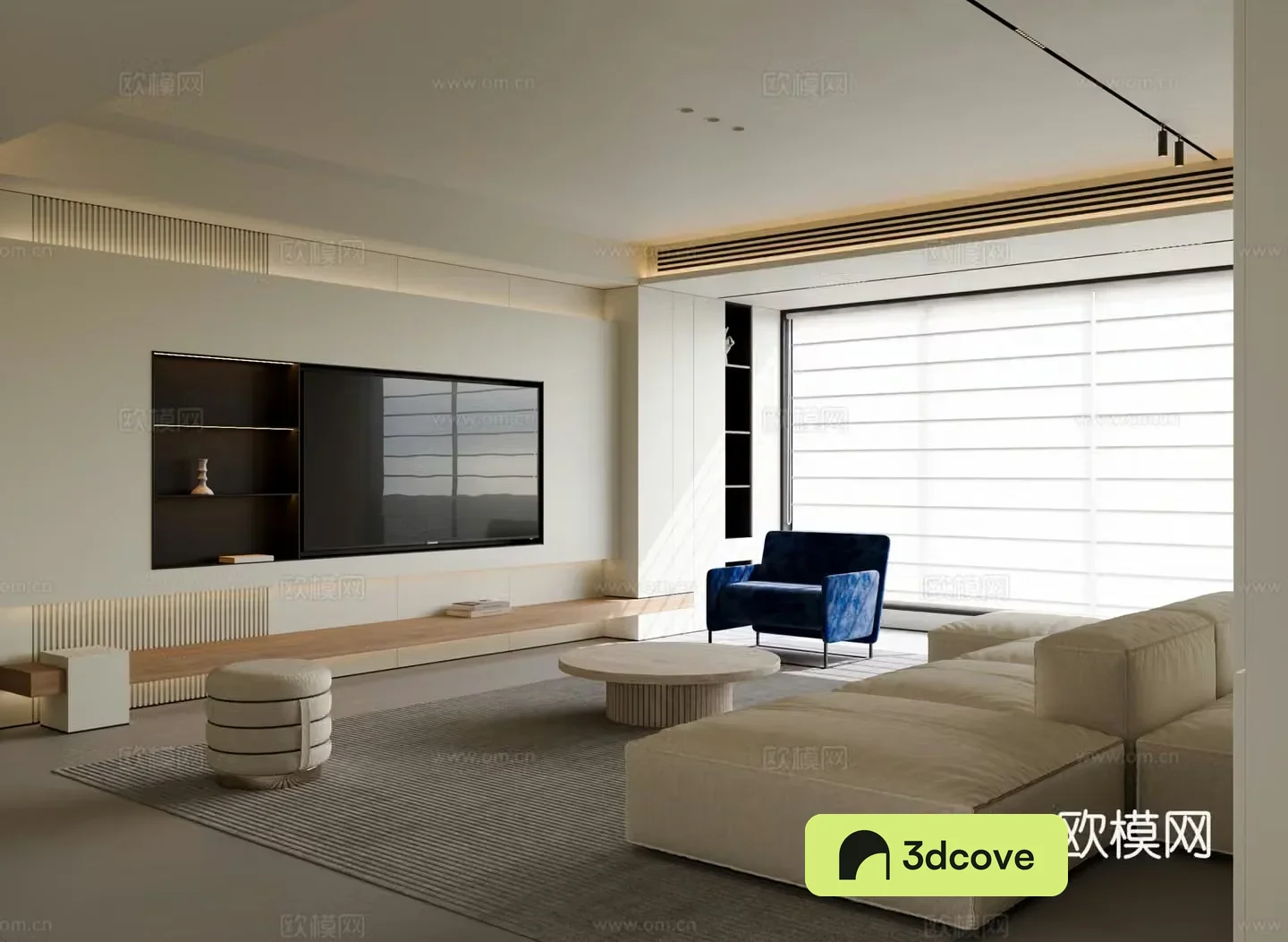 Modern minimalist living room large flat living room black and white and gray living room without lights horizontal hall