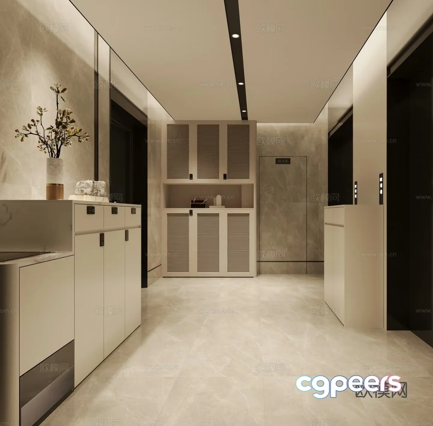 Modern entrance shoe cabinet 3D model