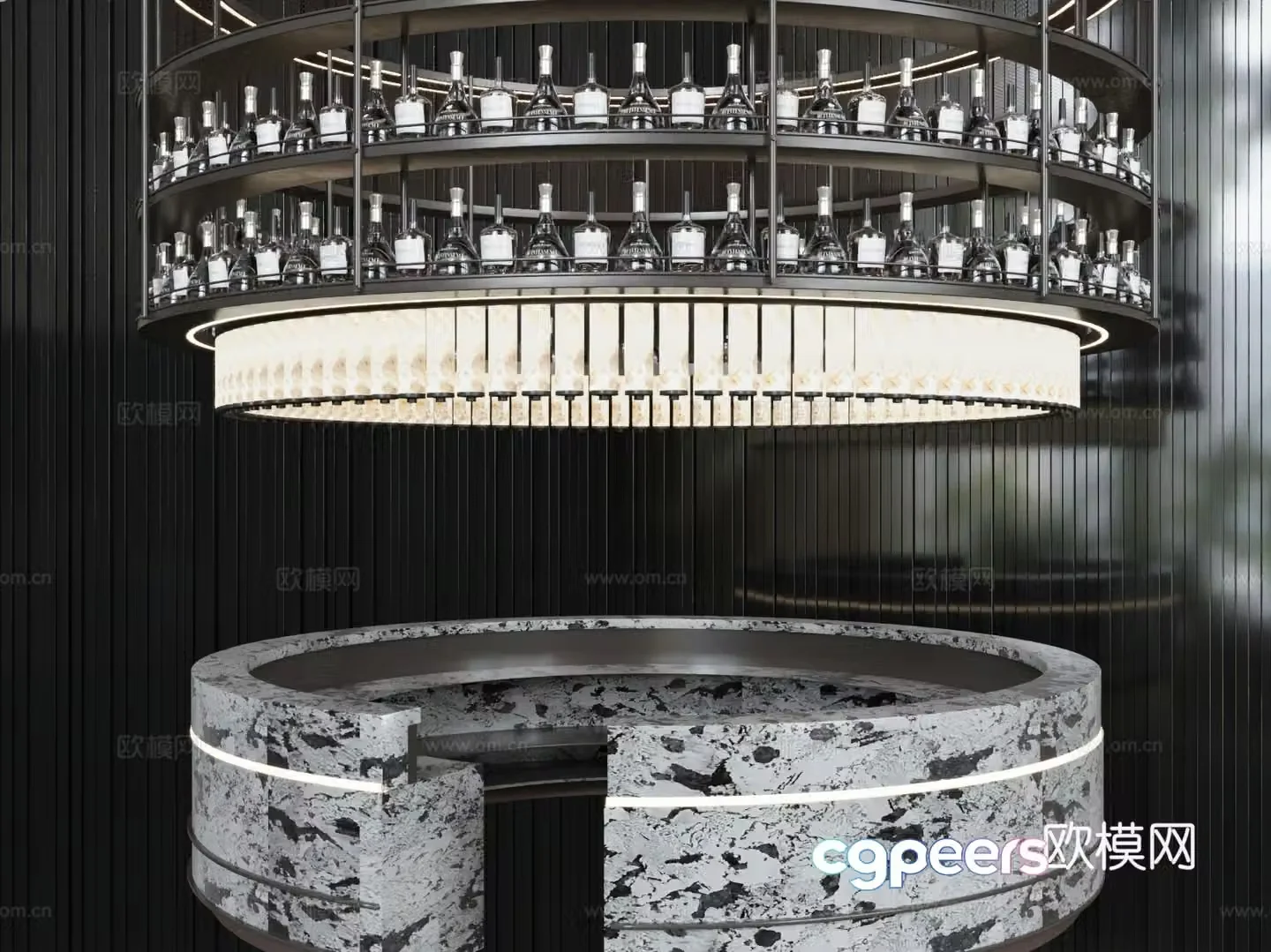 Modern wine cabinet rotary wine cabinet bar wine cabinet 3D model