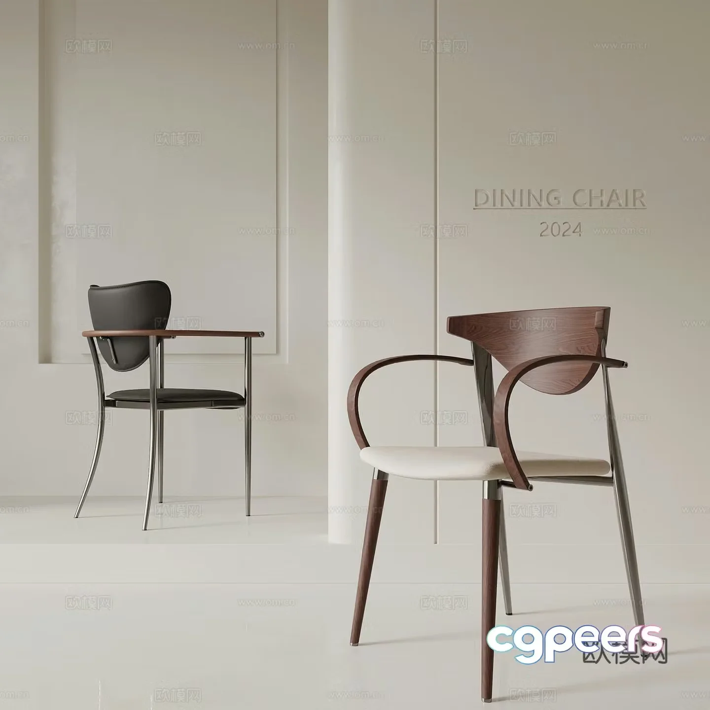 Middle style dining chair writing chair leisure chair 3d model