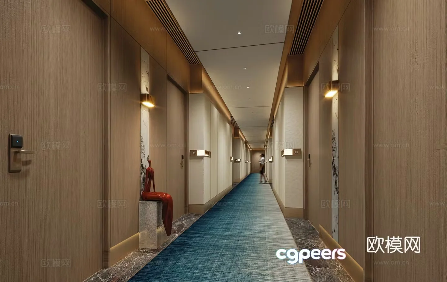 Modern hotel aisle 3d model