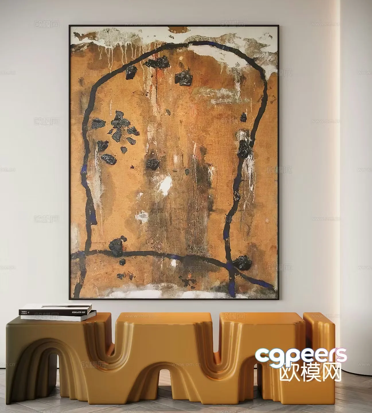 Wabi-sabi texture painting decorative painting 3d model