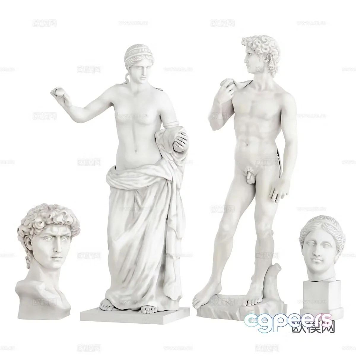 European plaster figure sculpture 3D model