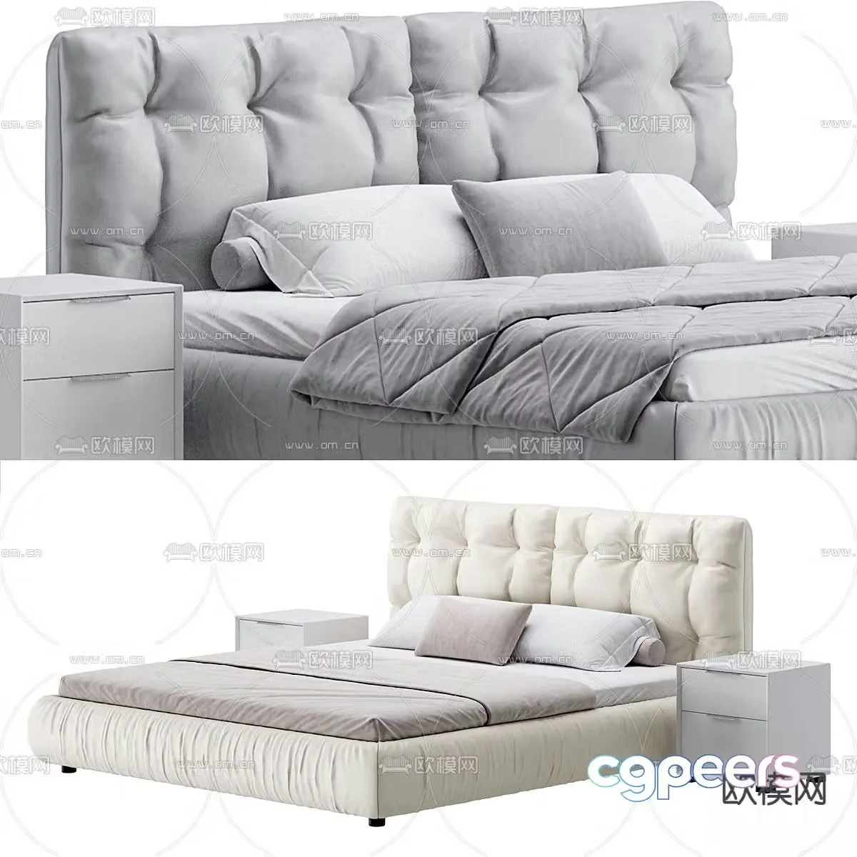 Modern fabric double bed 3d model