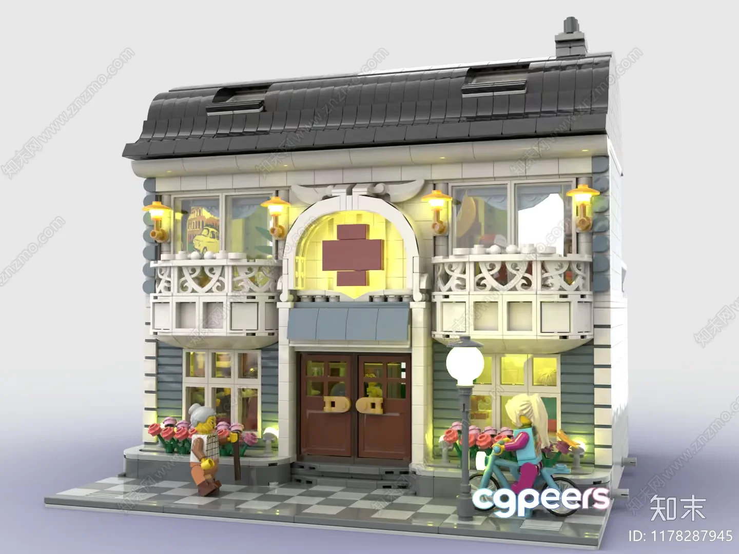 A Colorful Building Made Of Lego Bricks 3D Model – 8985 – VRAY Render