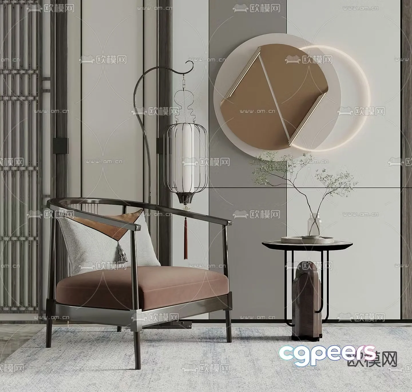 New Chinese style chair armchair table 3d model