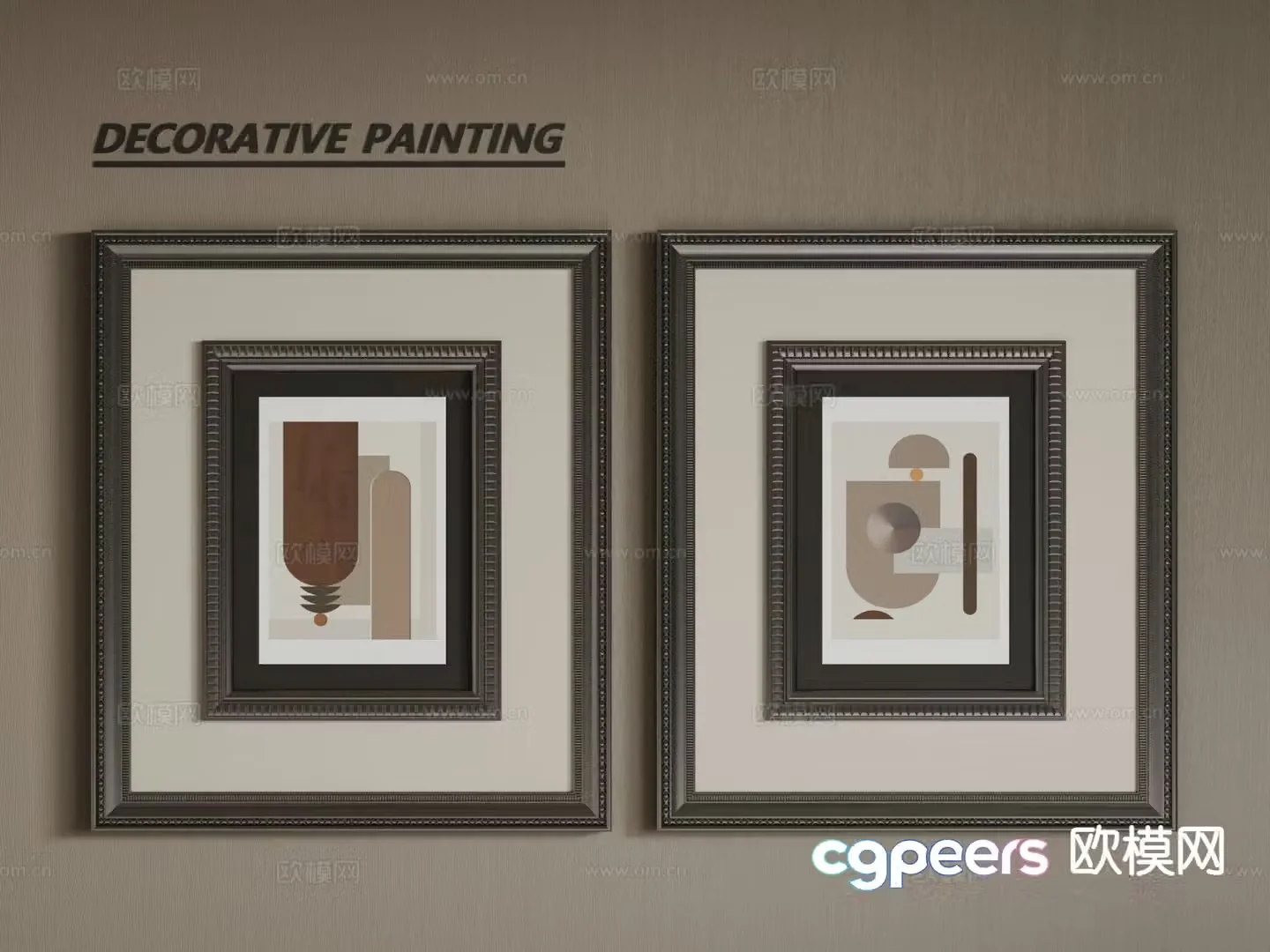 European decorative painting frame painting geometric hanging painting 3D model