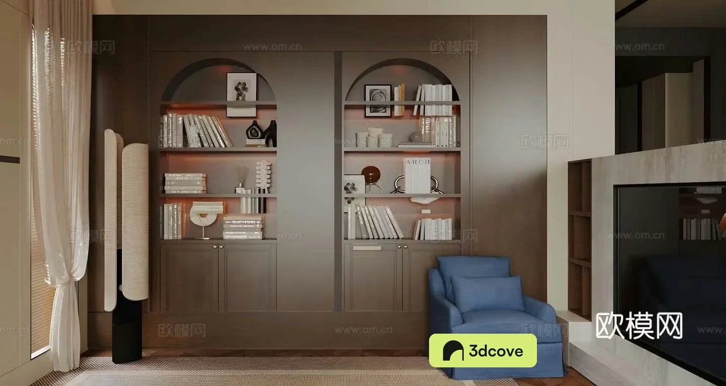 Medium style study living room and study medium style single sofa medium style leisure chair sofa chair 3d model