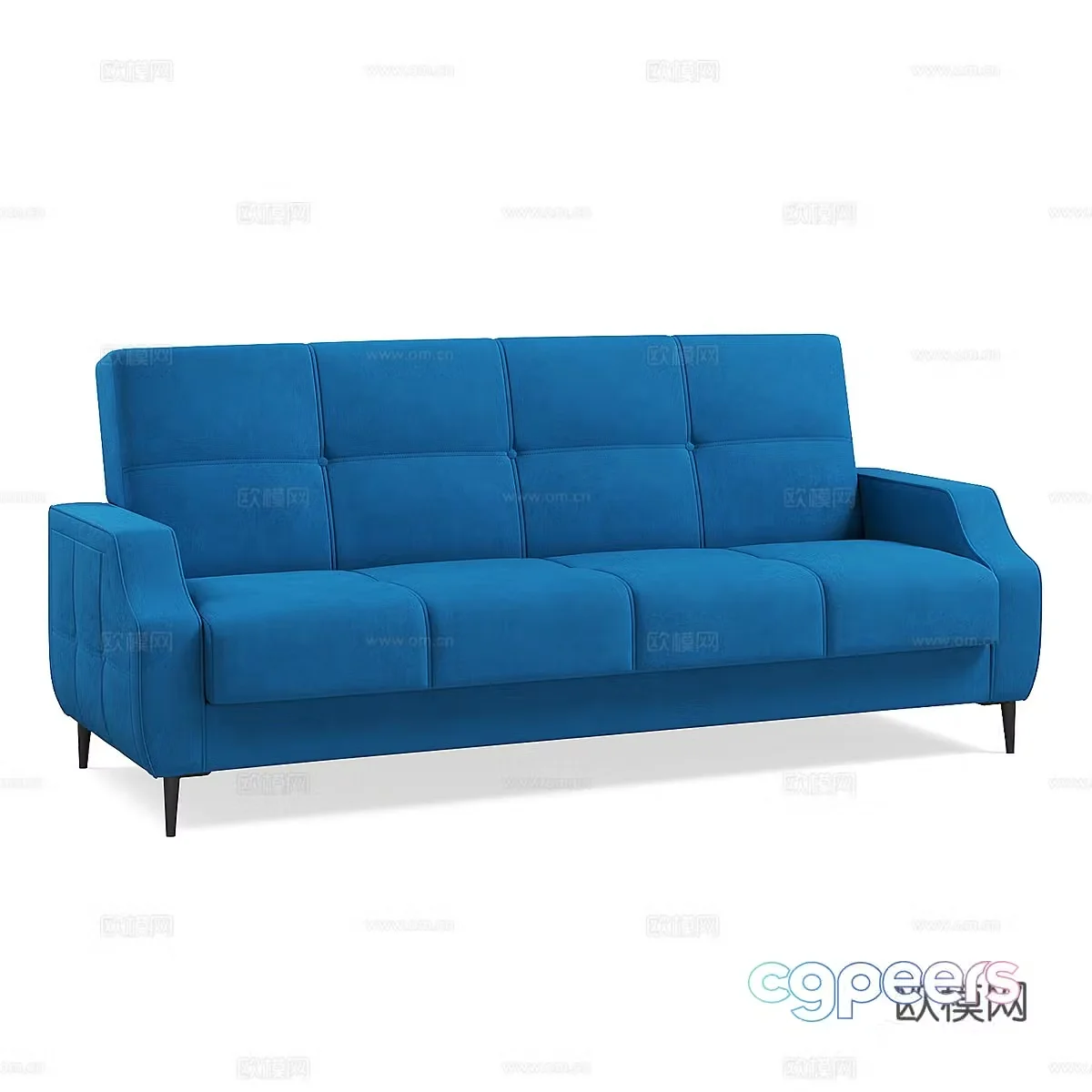 Nordic simple double sofa blue sofa 3d model