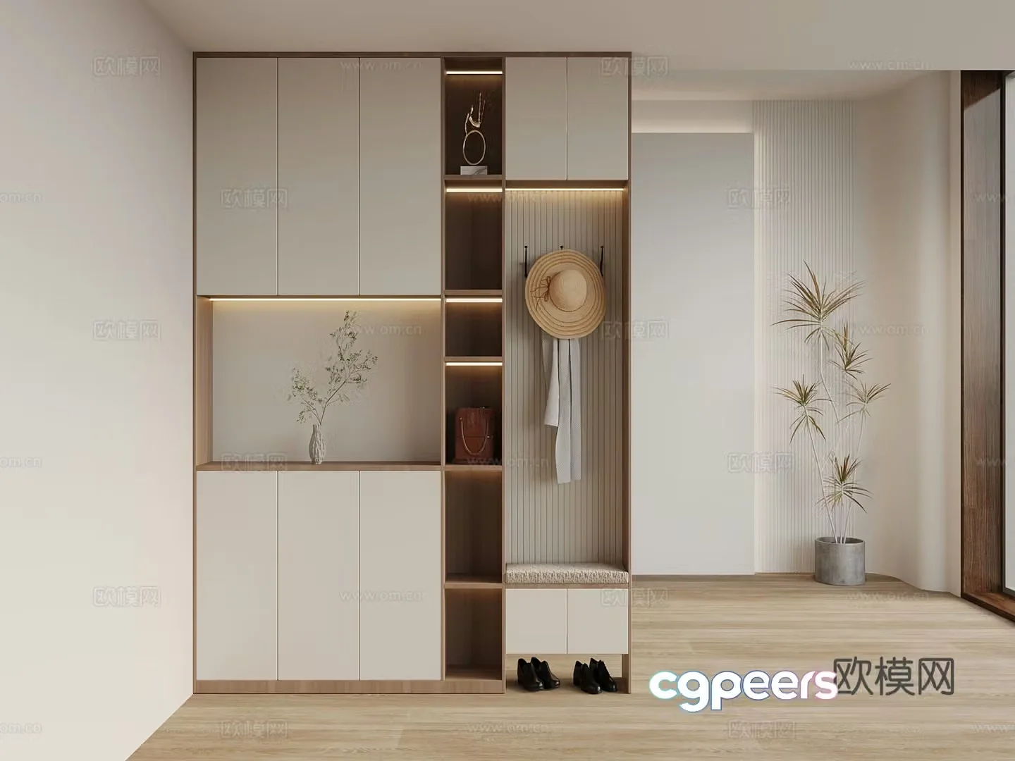 Modern shoe cabinet entrance cabinet 3d model