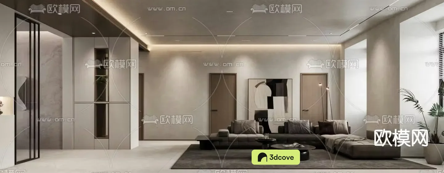 Modern living and dining room