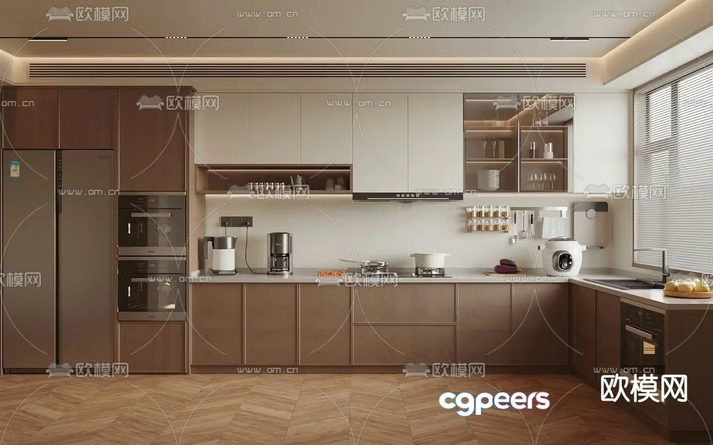 Middle style kitchen cabinet 3d model