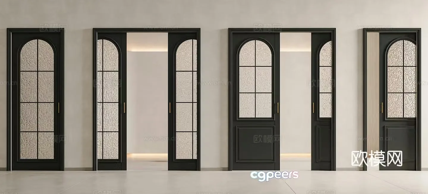 French medieval sliding doors pocket doors frosted glass sliding doors carved glass sliding doors French glass 3D model