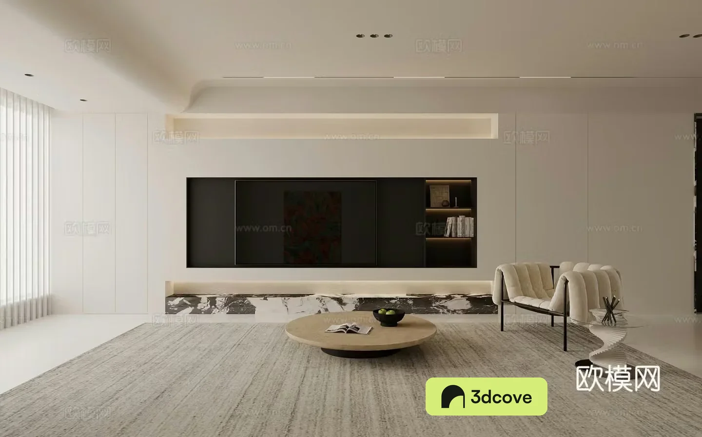 Modern living room TV background wall leisure chair modern living room creamy living room simple