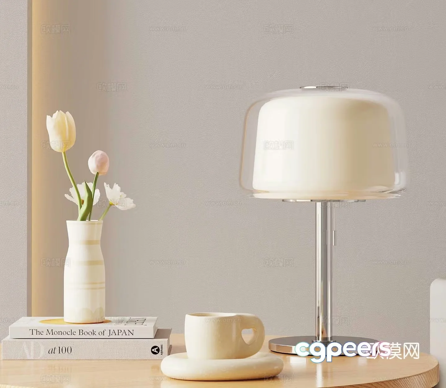 French Cream Temperature Lamp Vase Coffee Cup 3D Model