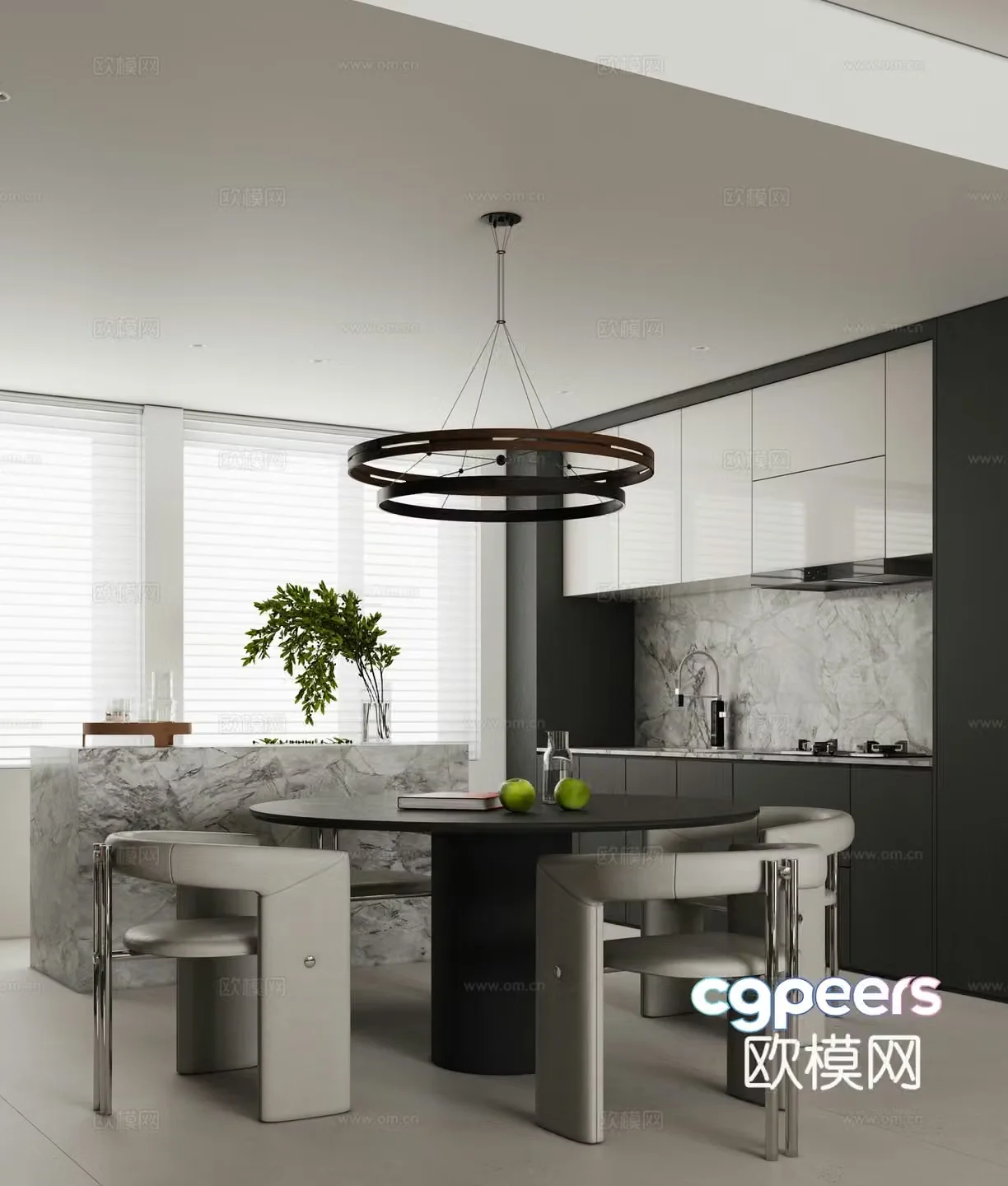 Premium gray restaurant 3d model