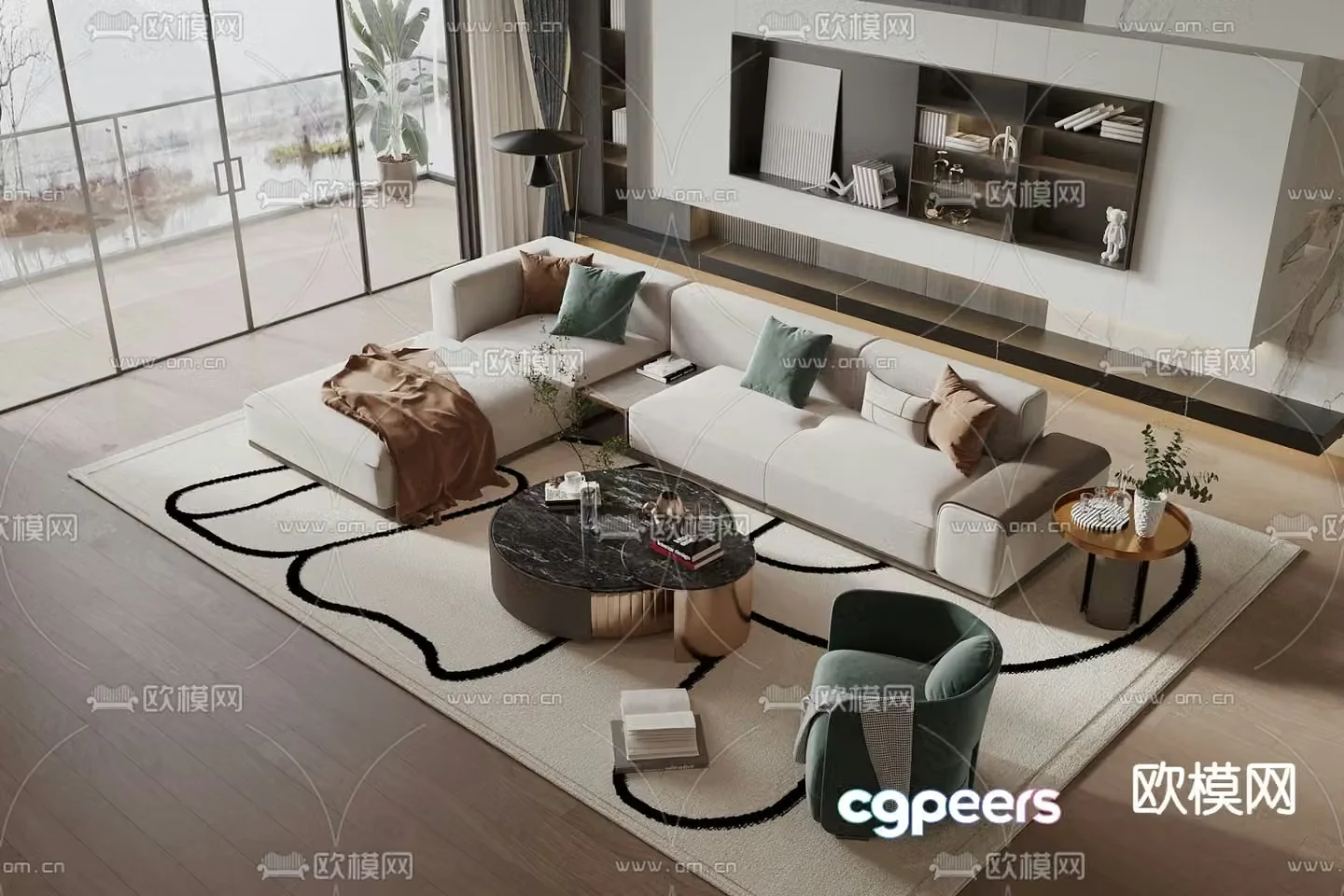 Modern sectional sofa 3d model