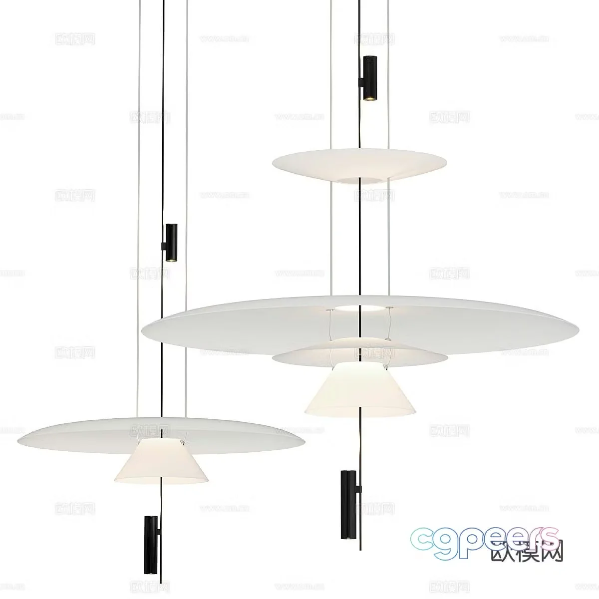 New Chinese style disc decorative chandelier 3D model