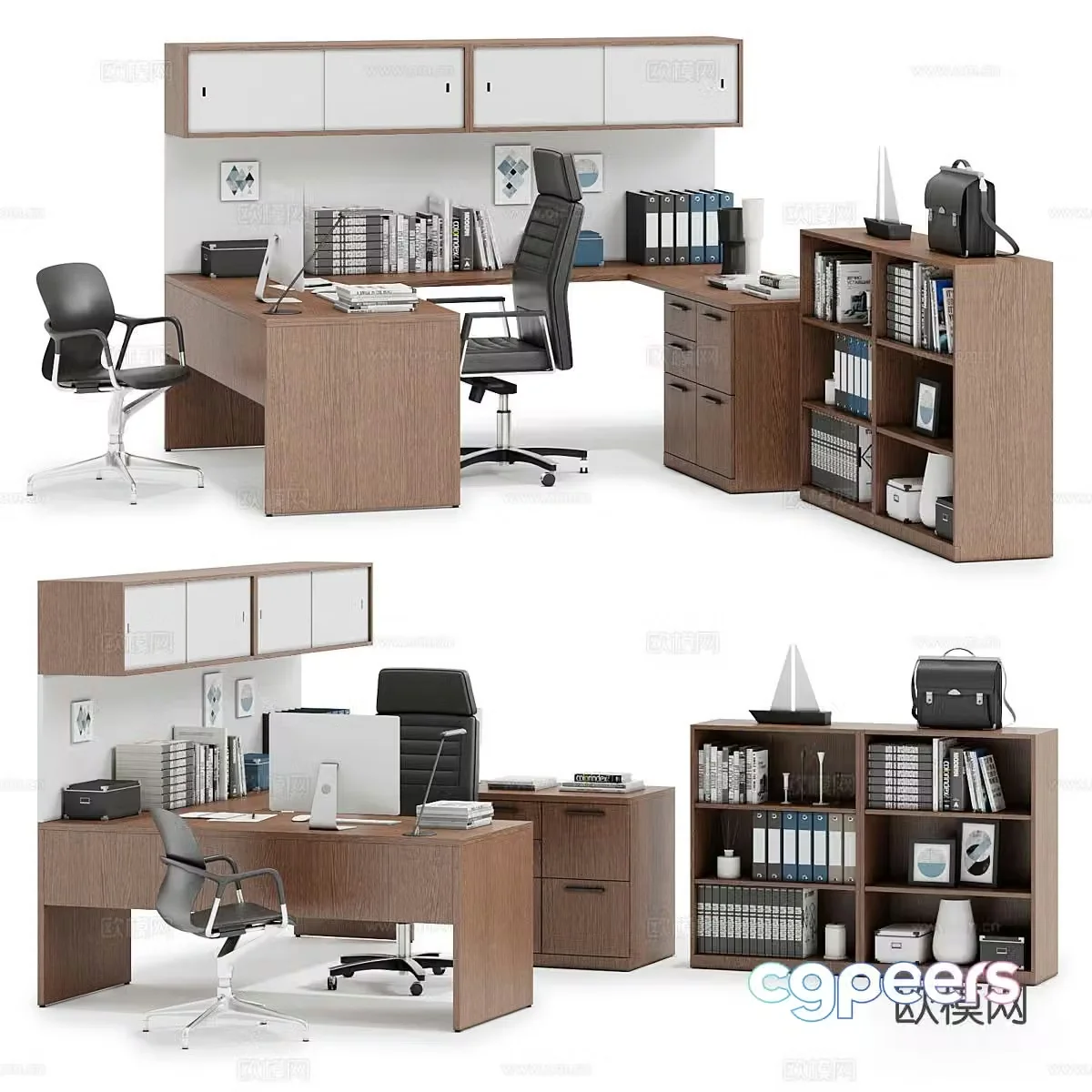 Office desk chair file cabinet 3d model