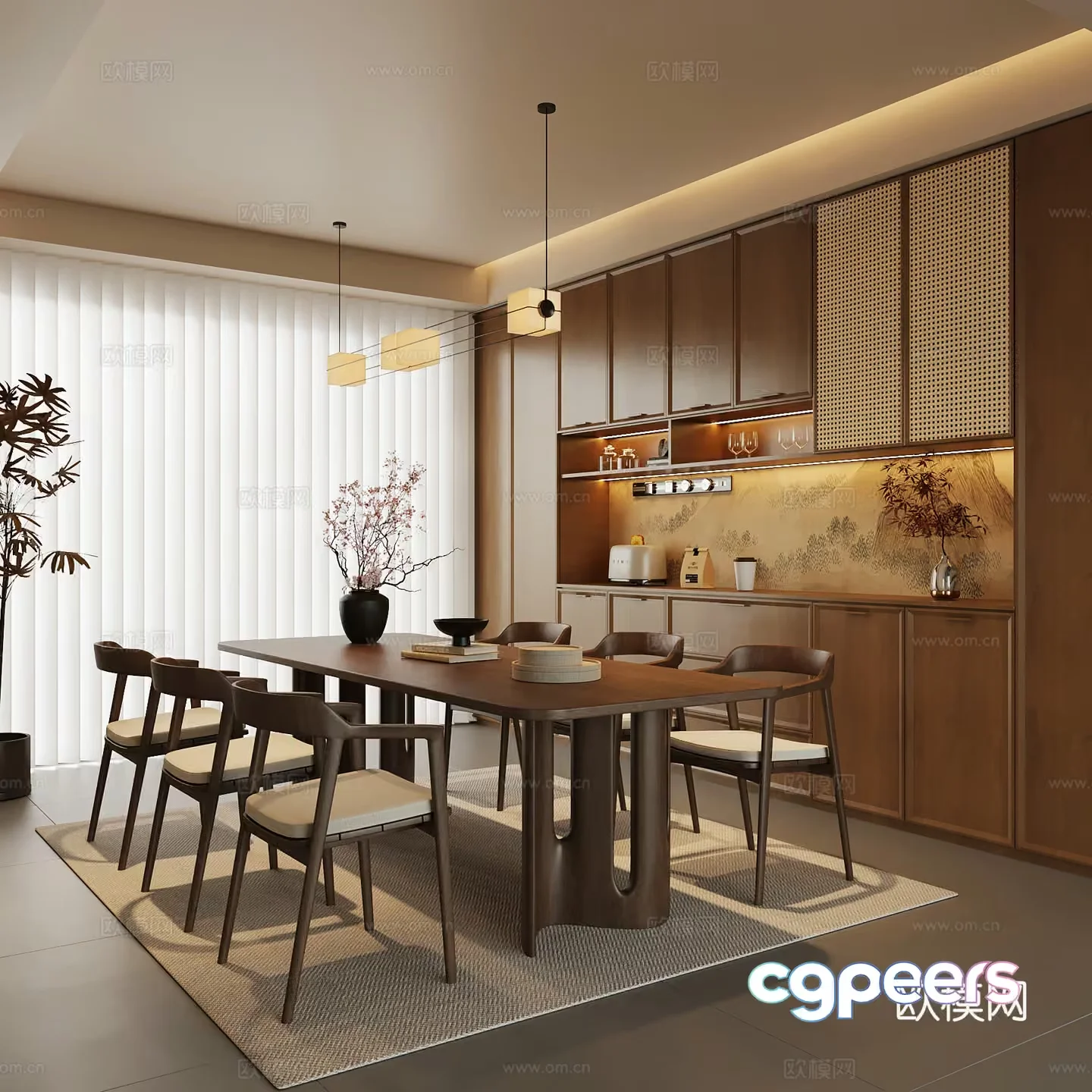 Modern Dining Room 3D Model – 9009 – VRAY Render