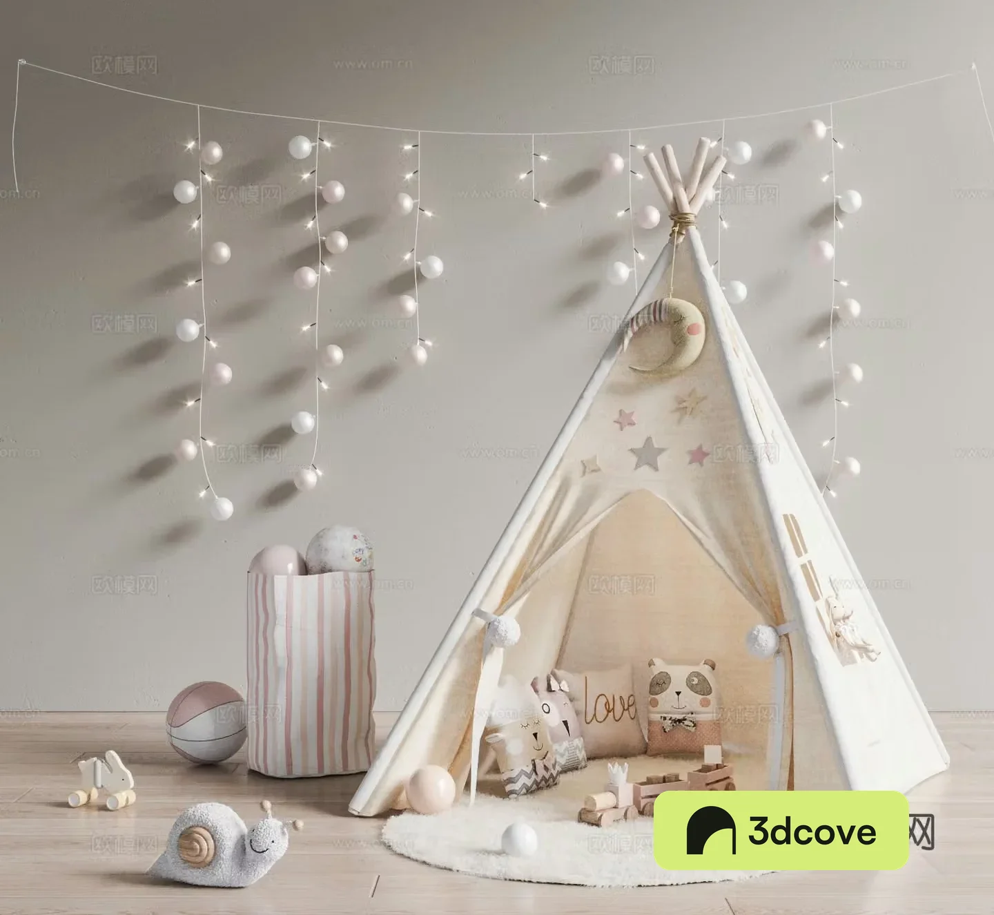 Modern children’s tent wall lamp toy doll basket children’s entertainment area