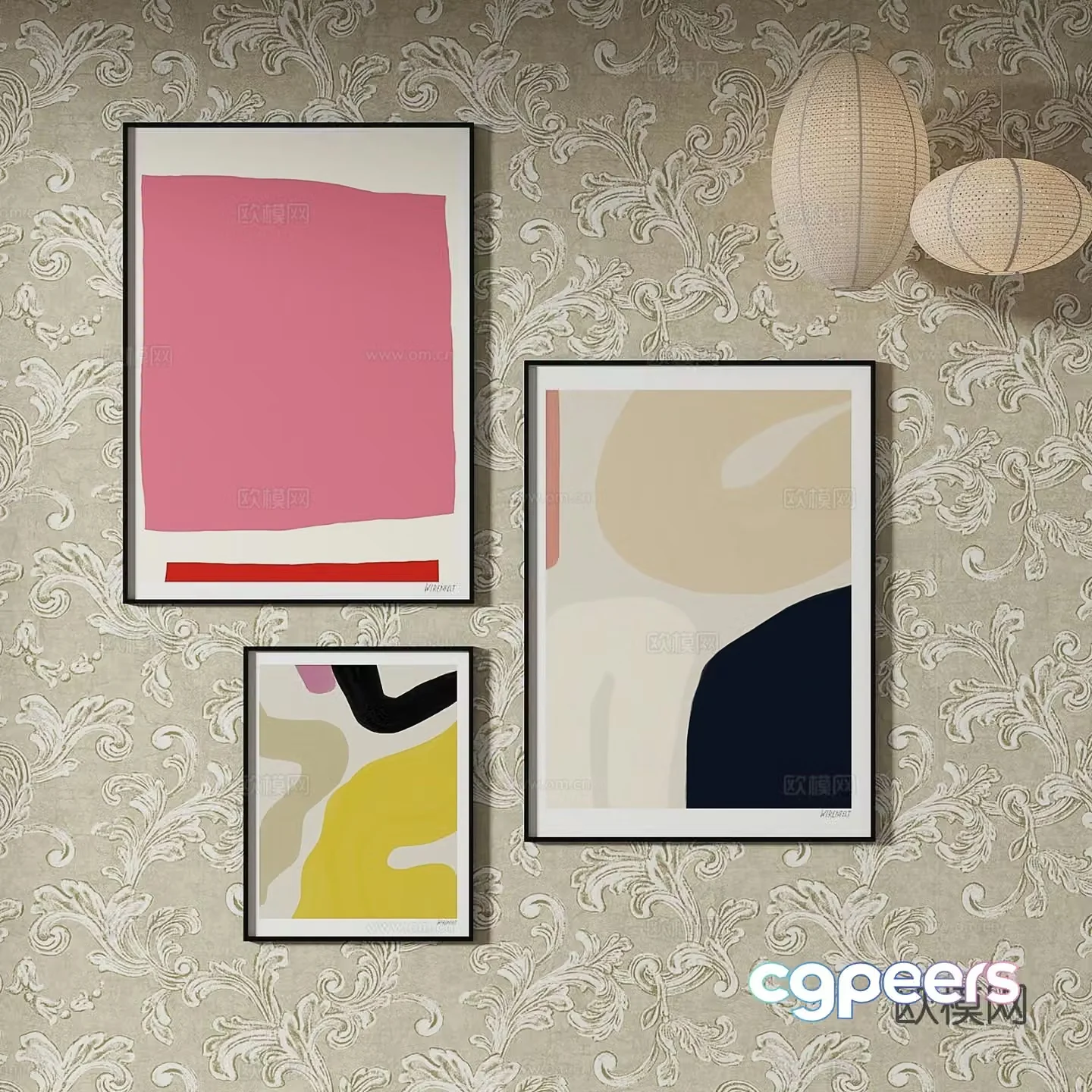 Simple European decorative painting art painting hanging painting 3D model