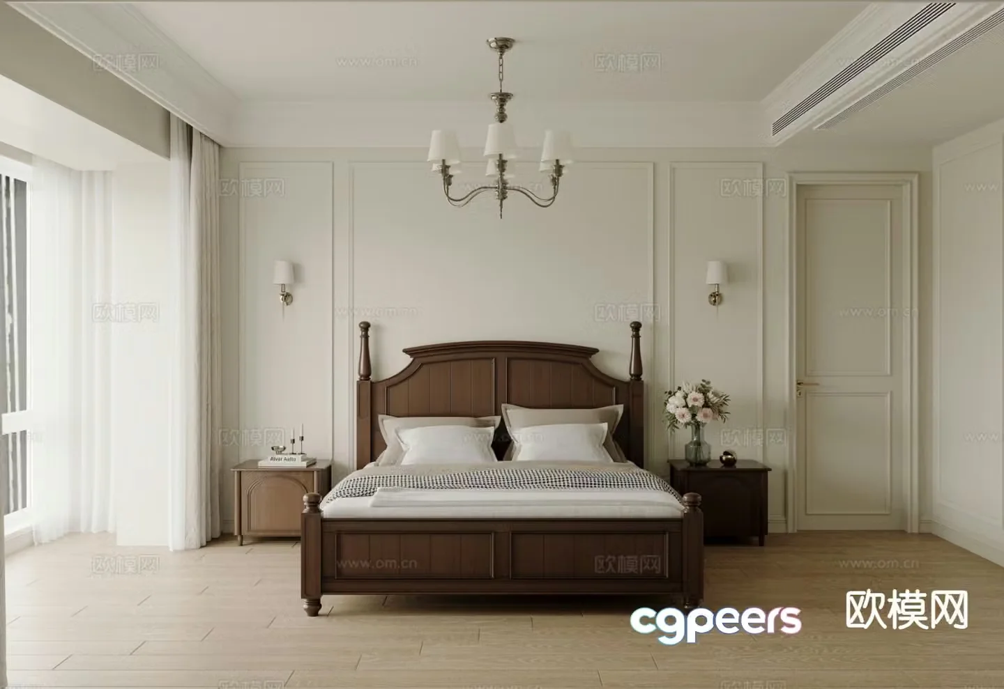 American style bedroom master bedroom 3d model
