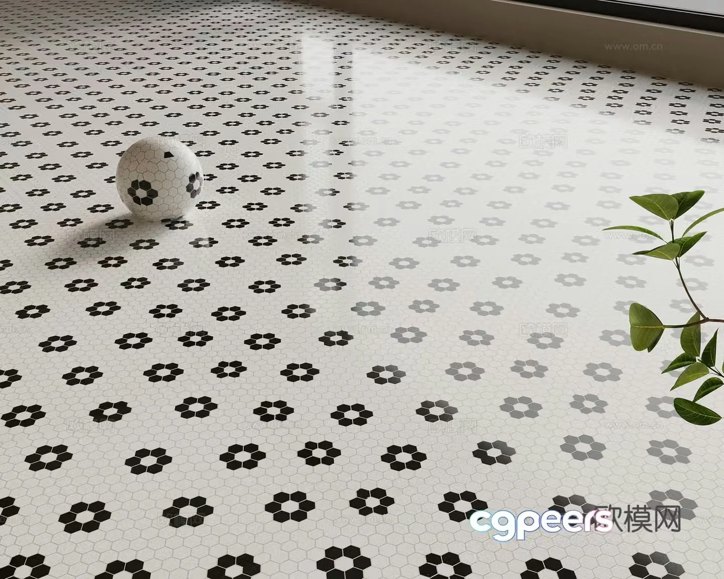 15 French floor tiles Small flower floor tiles 3D model