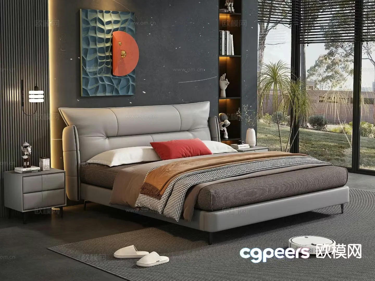 Modern double bed 3d model