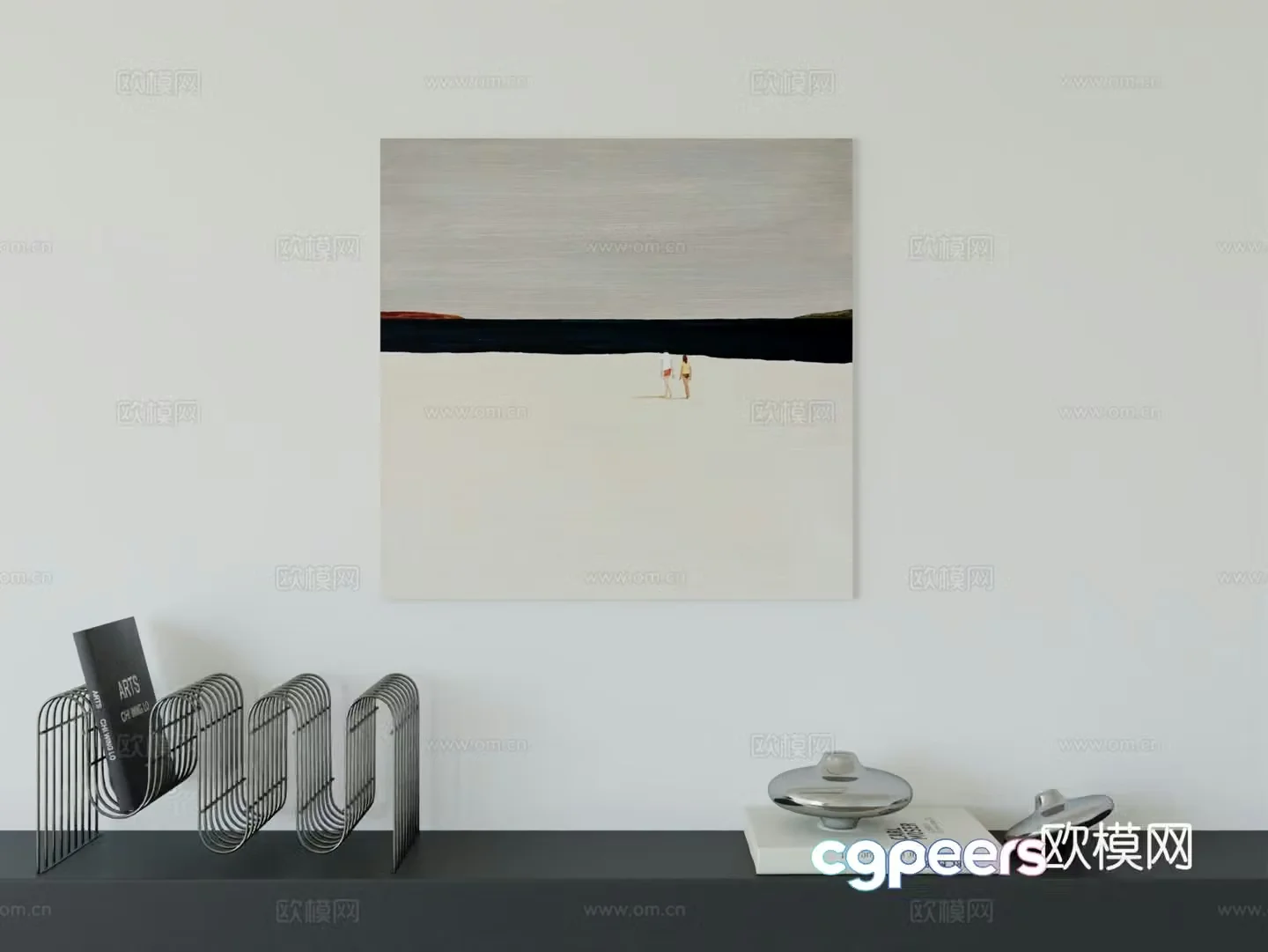 Modern minimalist hanging painting Bauhaus art hanging painting 3d model