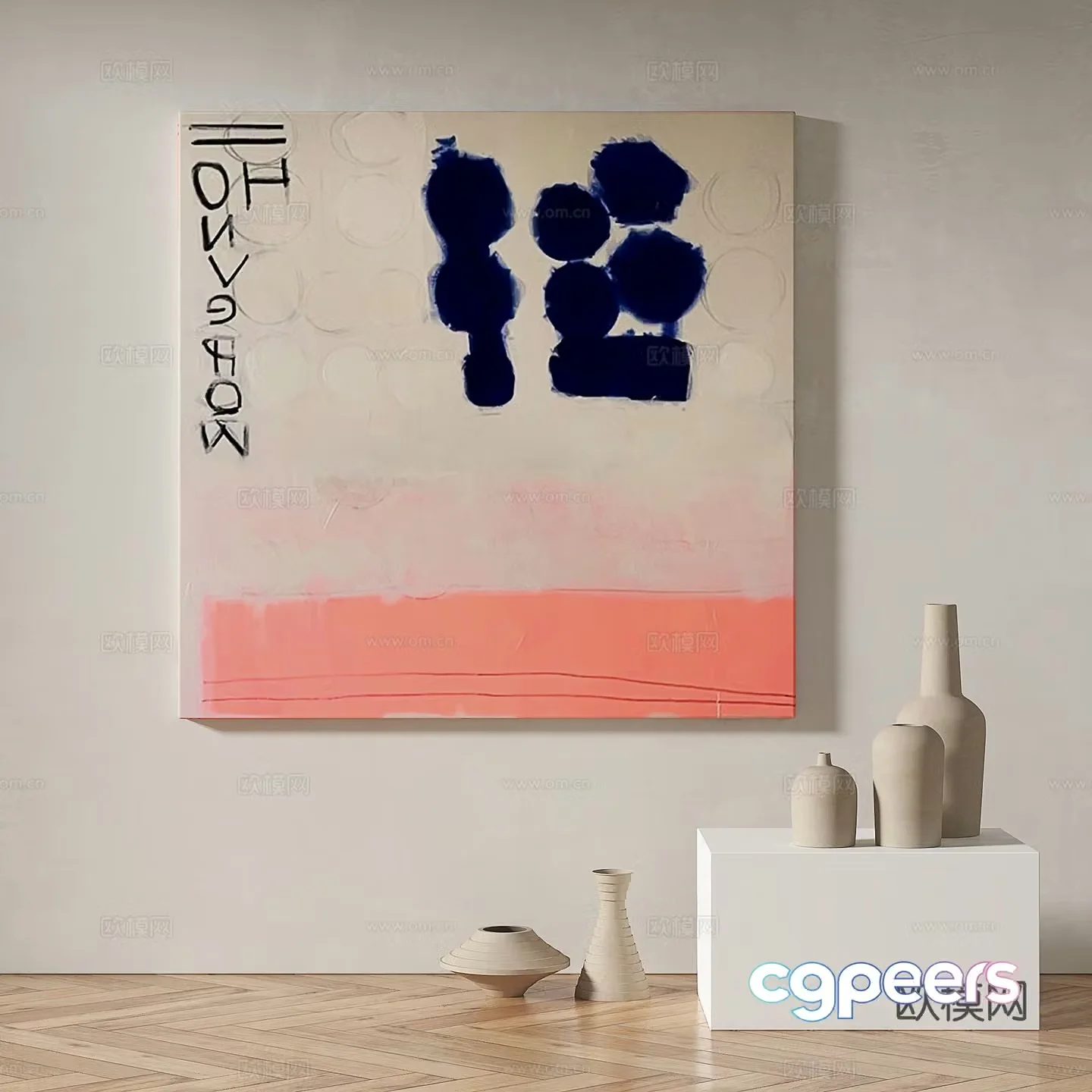 Modern minimalist abstract decorative painting 3d model