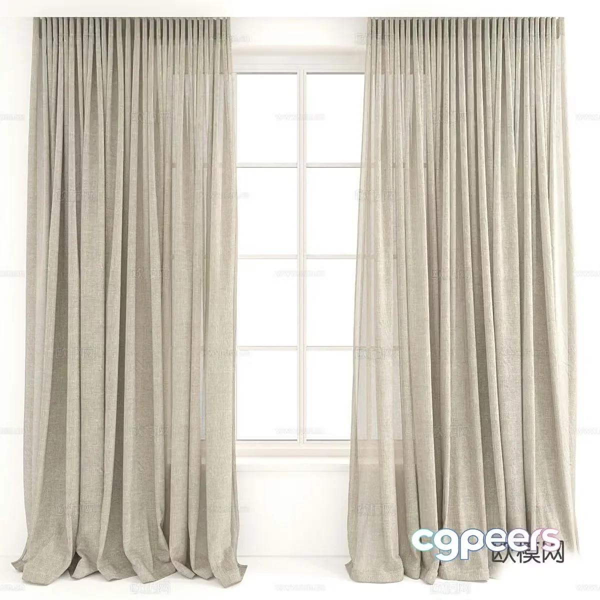 New Chinese style linen curtain 3D model