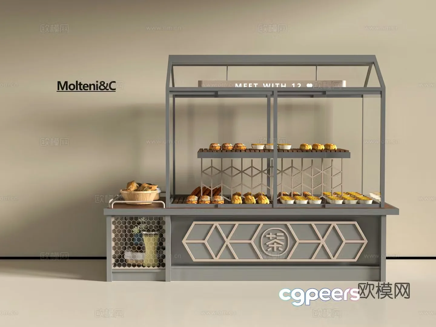 Modern bakery showcase 3d model