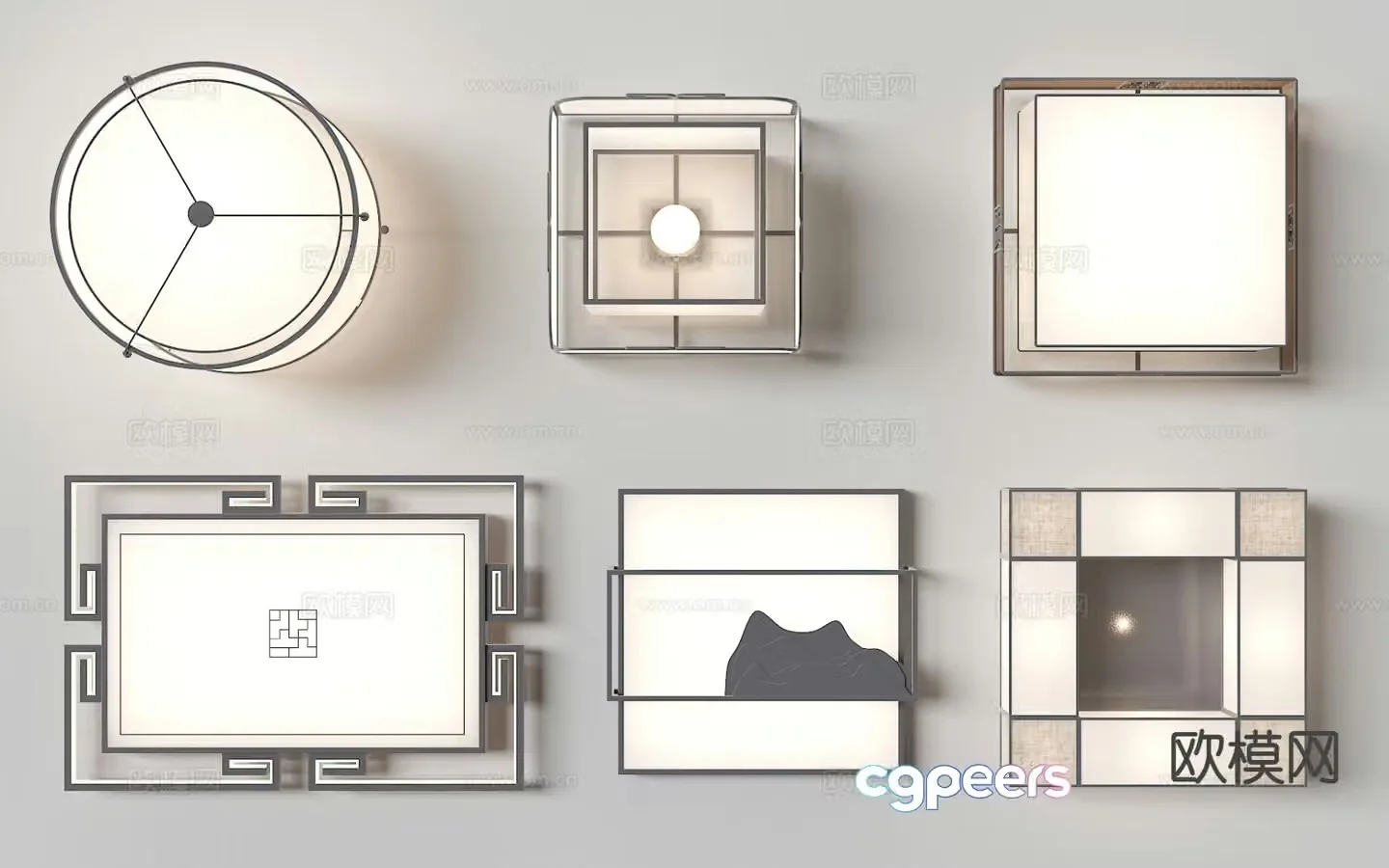 New Chinese style ceiling lamp square ceiling lamp living room ceiling lamp 3d model