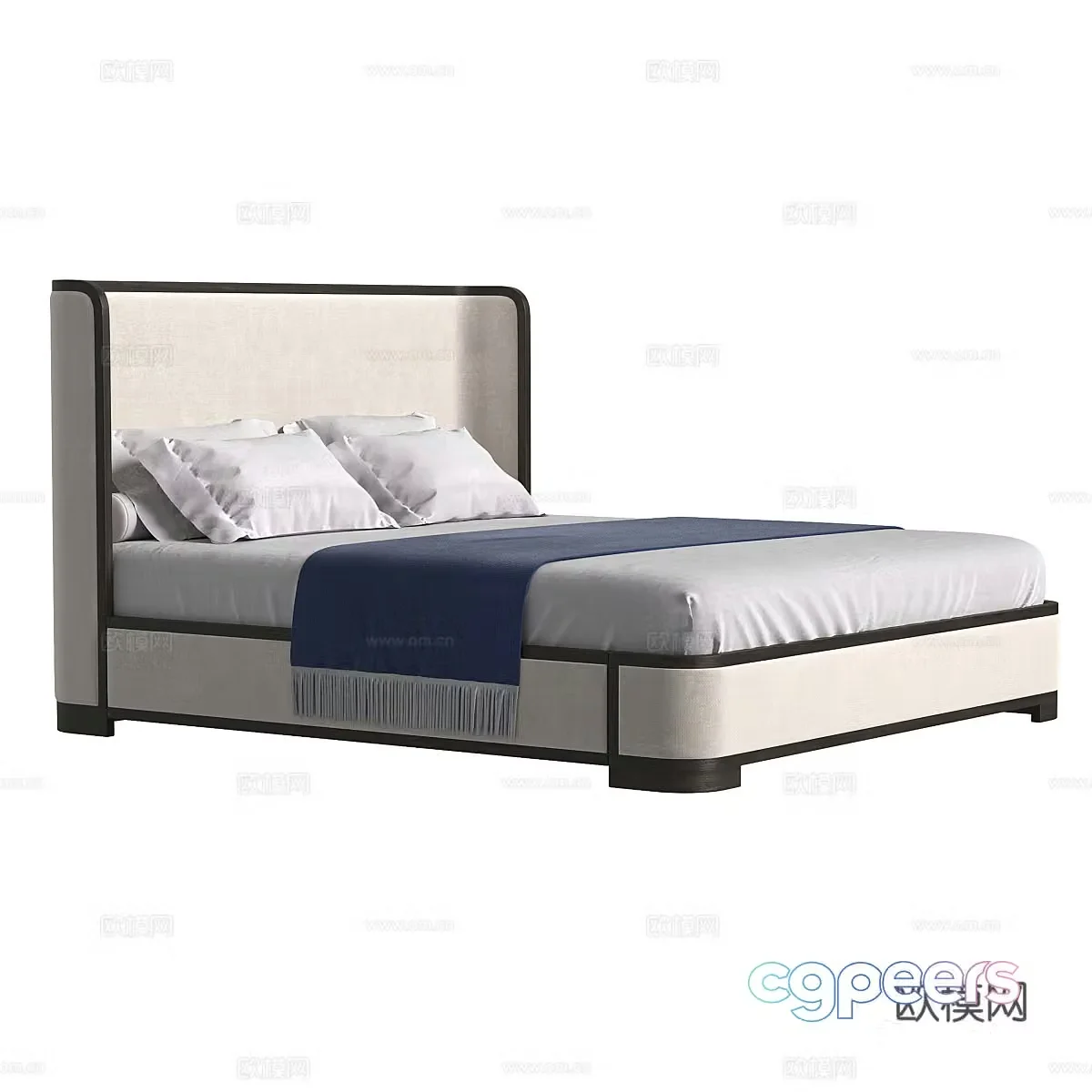 Modern simple double bed Double bed Simple bed Bedroom bed Pillow 3D model