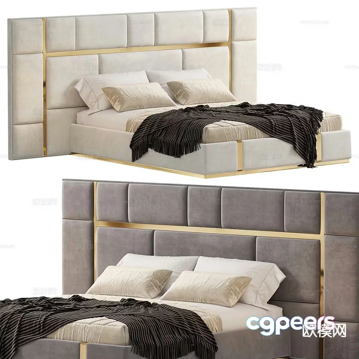 Modern double bed 3d model