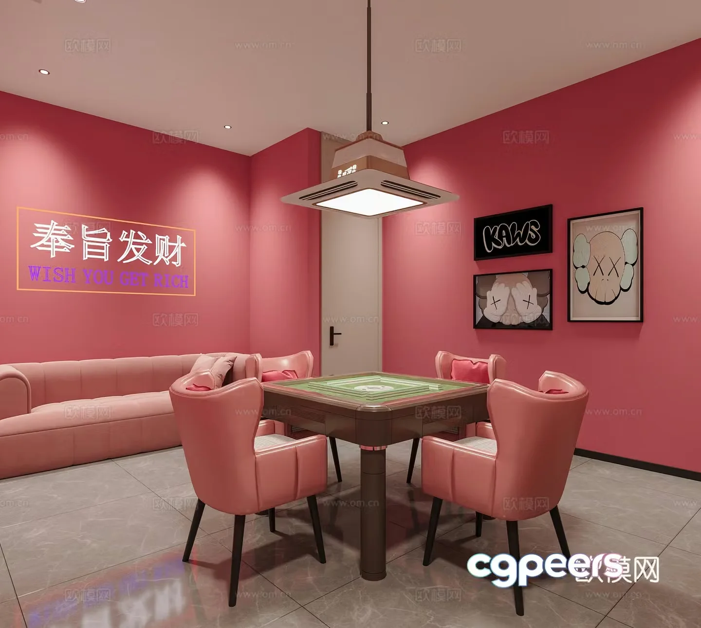 Modern chess and card room chess and card room mahjong hall mahjong table chess and card table sofa mahjong decorative 3d model