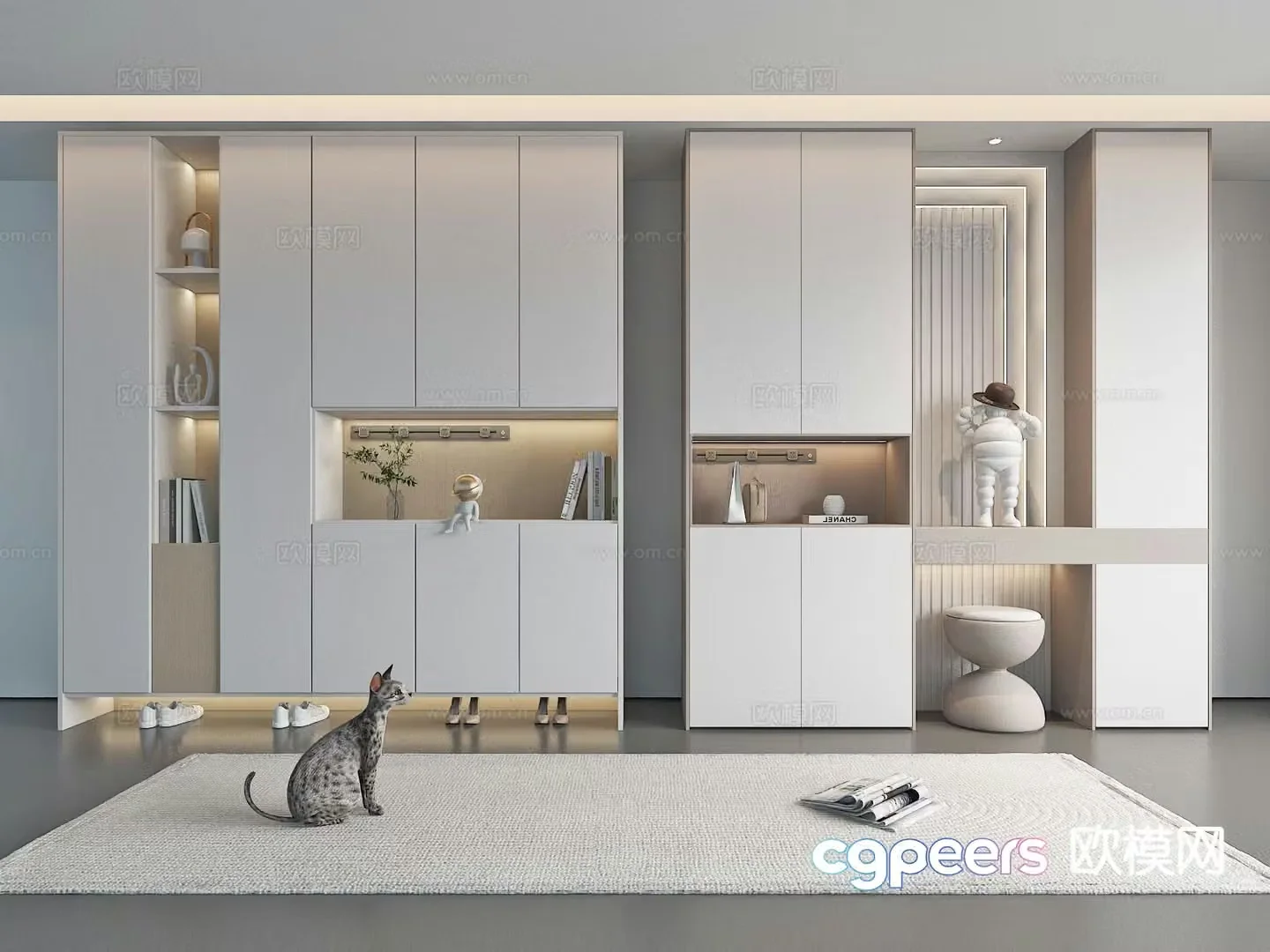 Modern partition shoe cabinet entrance shoe cabinet 3D model