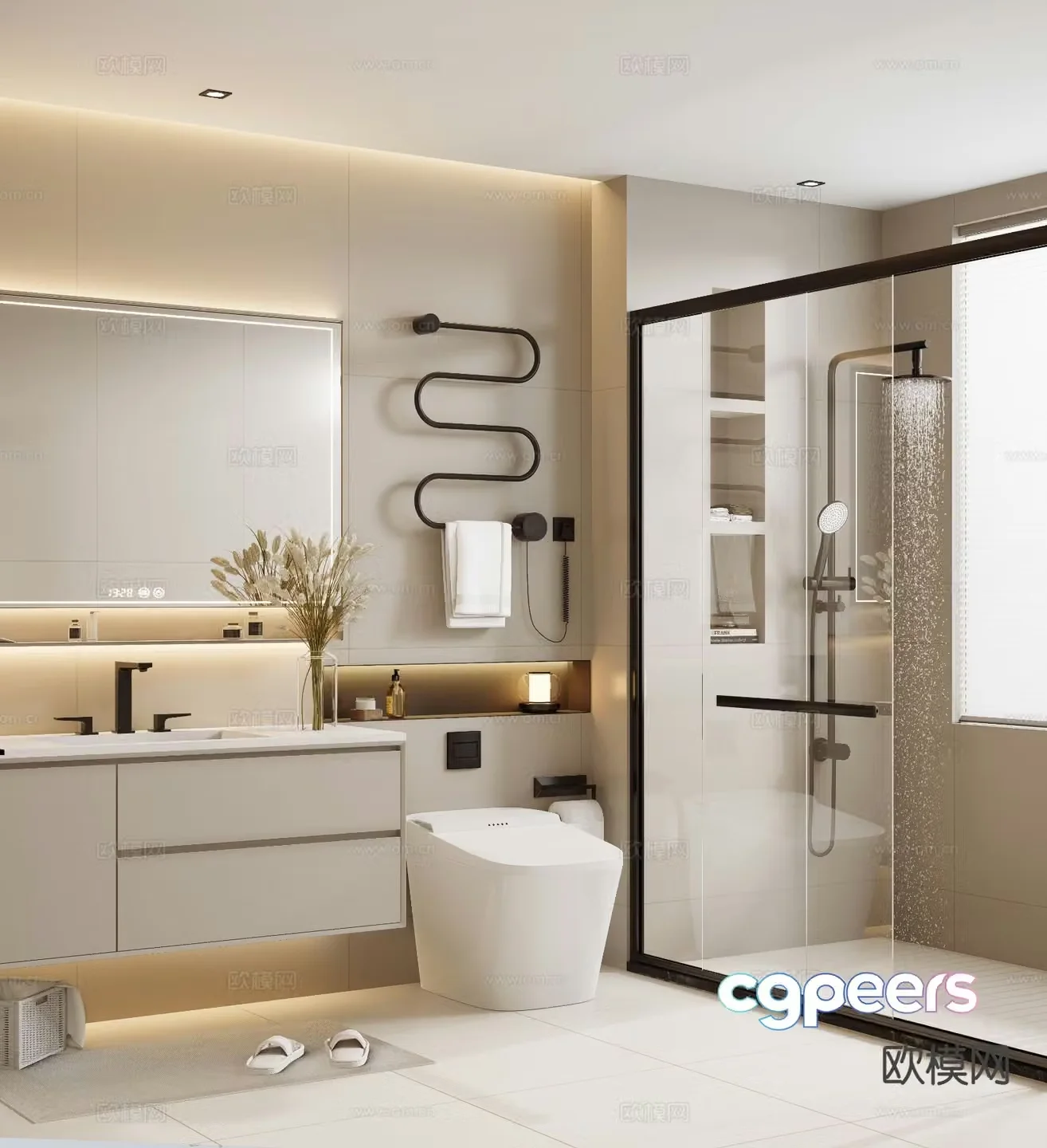 Creamy bathroom 3d model