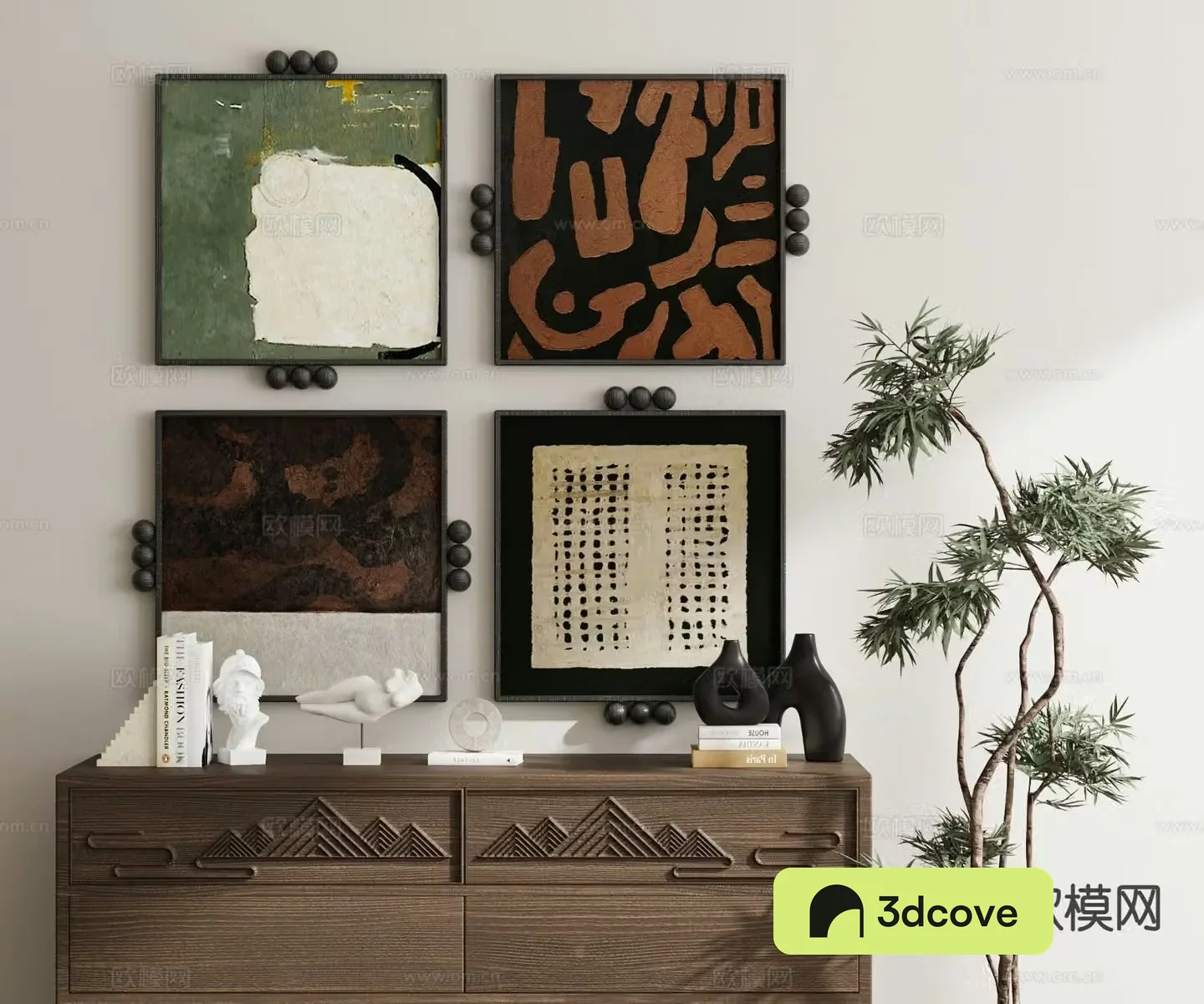 Medieval style hanging painting retro painting geometric painting combination painting